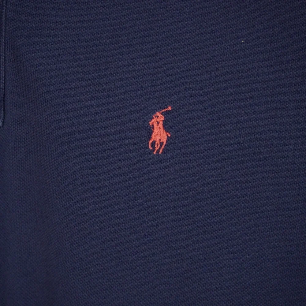 Polo Ralph Lauren Polo Shirt Mens L Blue Multi-Color Striped Collar Pony Pique
